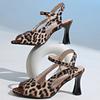 Fashion Sexy Leopard Print Thin Sole Sandals Women Fashion 2025 Back Strap Peep Toe Sandal Ladies Office Ladies Plus Size Sandals Mujer