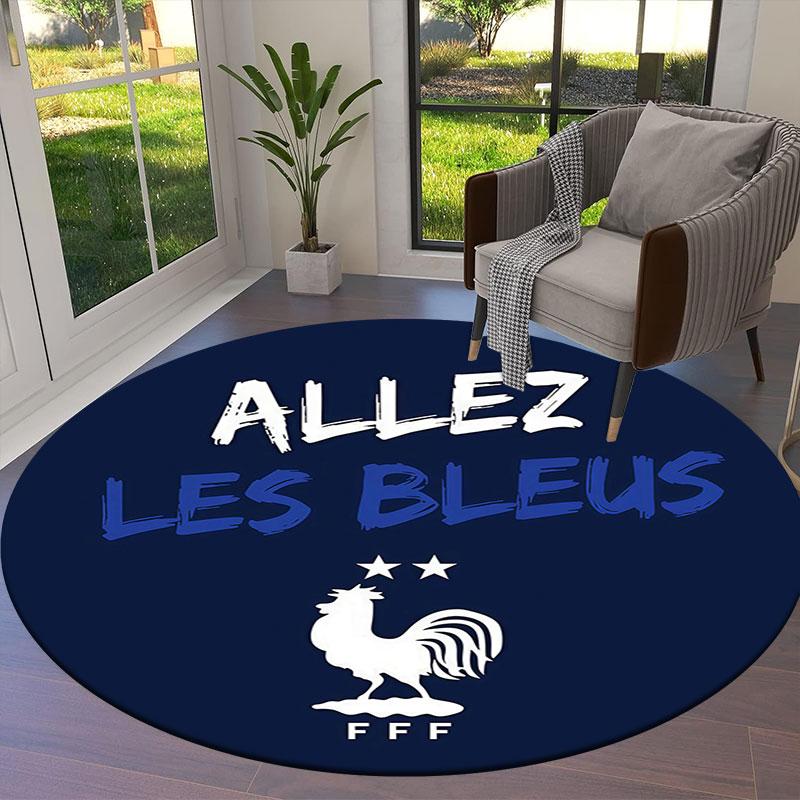 France National Football Team Round Area Rug,Carpet Rug for Living Room Bedroom Sofa Playroom Decor,Non-slip Floor Mat