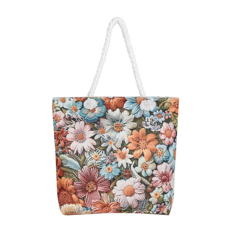 Ethnic Style Canvas Shoulder Bag With Embroidery And Large Capacity For Daily Use