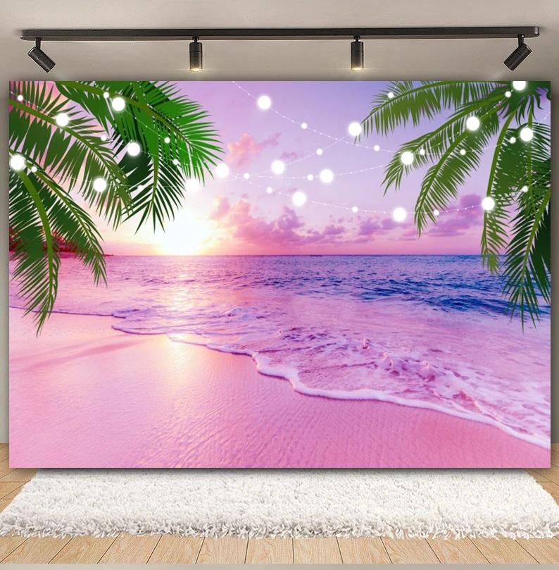 Tropischer Strand Ozean Fotografie Hintergrund Sommer Meeresufer Palme Naturlandschaft Baby Geburtstag Feier Party Foto Hintergrund