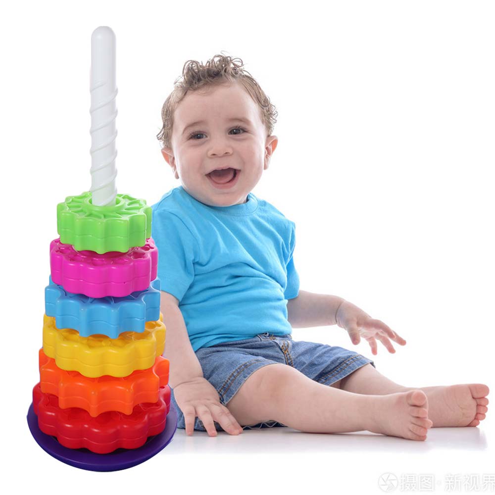 Rainbow Ring Stacker Rainbow Spinning Stacking Toys  Develop Cognition Ability