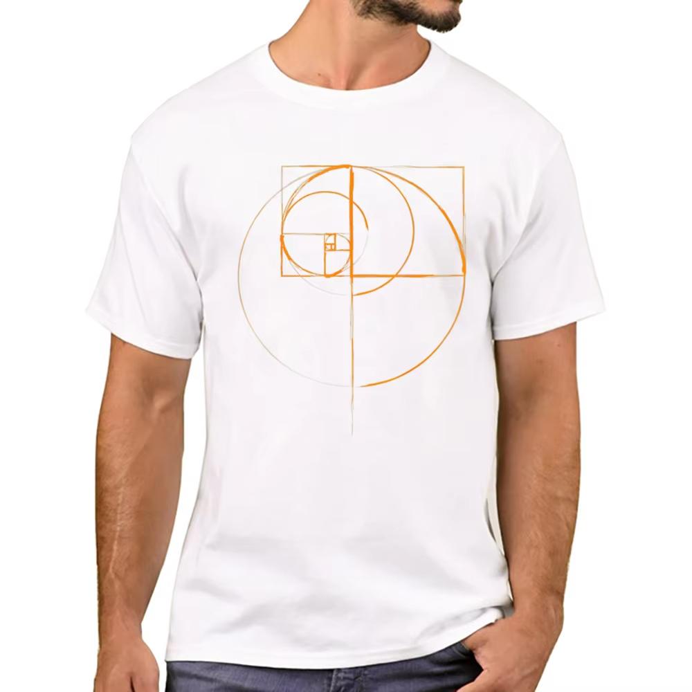 

2025 TEEHUB Fashion Geometric Men T-Shirt Fibonacci Golden Ratio Circle Printed T Shirts Short Sleeve Tshirts Boy Harajuku Tee 4XL