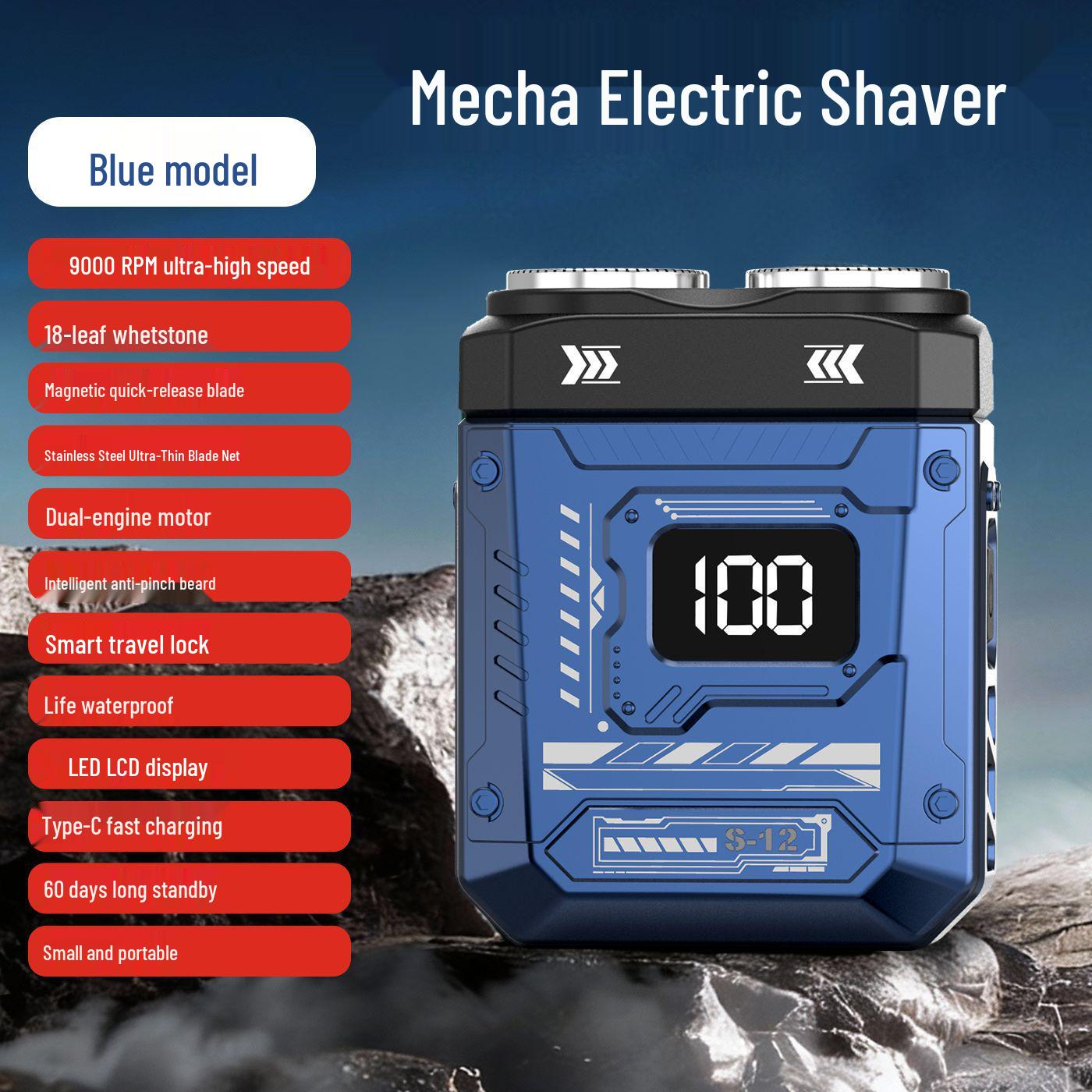 Compact Magnetic Charging Electric Shaver - Men s No-Stubble Steel Design, Washable