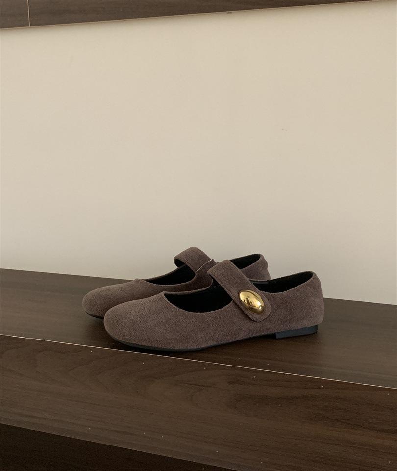 2025 spring and summer new French retro one-word strap Mary Jane shoes women's soft-soled single shoes with skirts ballet shoes