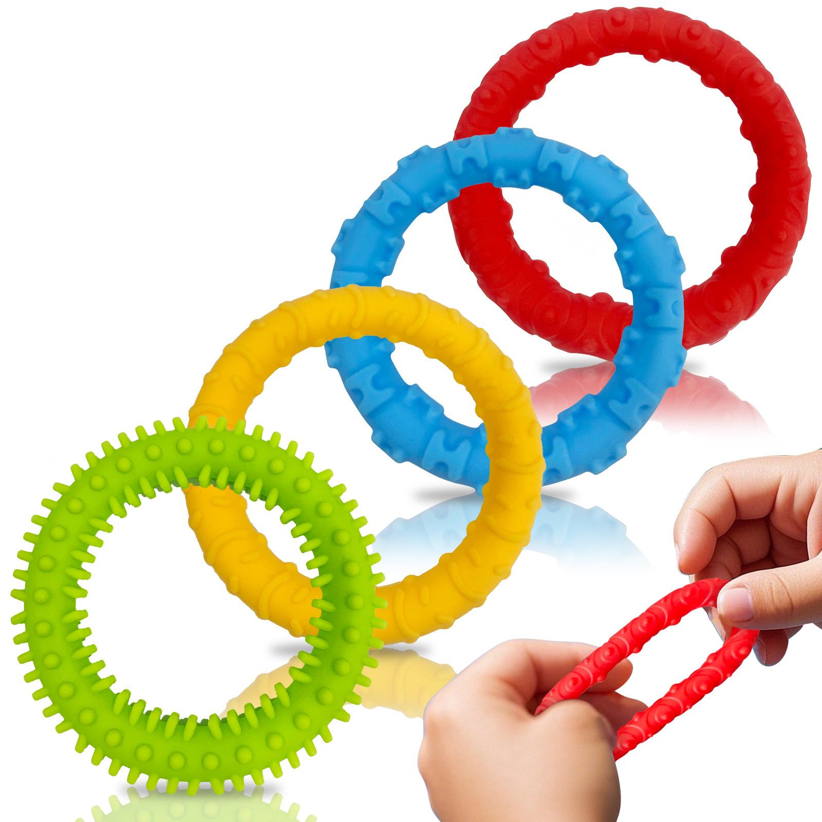 

4-piece Silicone Children s Adult Sensory Toy Elastic Stress Reducing Wristband One Size синий