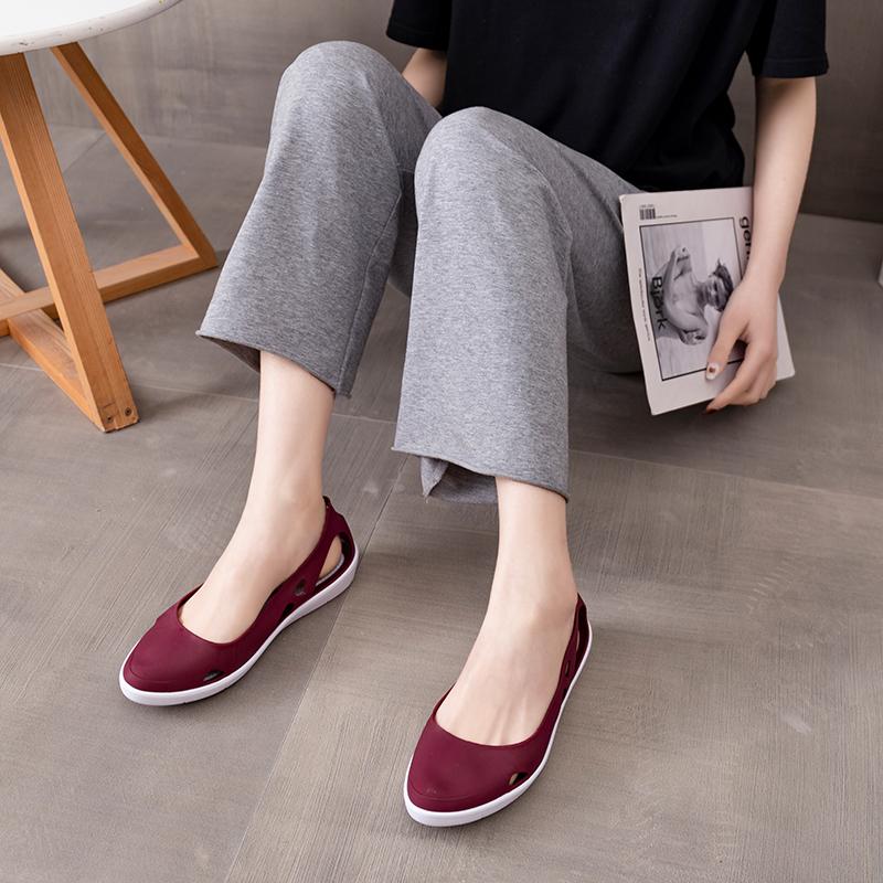 TUINANLE Damesandaler Tå lukket plattform Jelly Shoes Sommer Slip on Casual Dame Beach Sandal