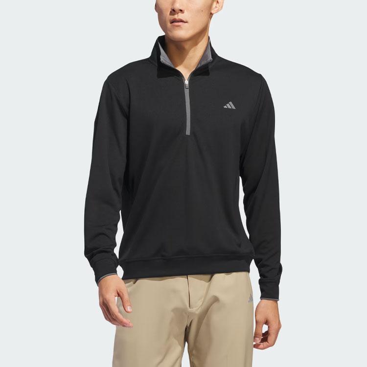 Adidas Lightweight Half-Zip Top Solid Color Golf Sports Long Sleeve Jacket Men tops Black IU4514