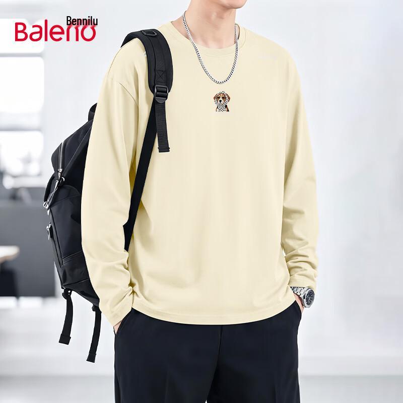 Baleno Men's Long-Sleeve Pure Cotton Casual Crewneck T-Shirt