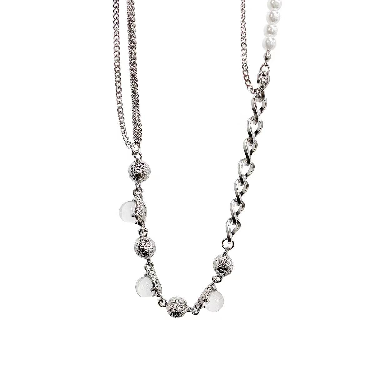 ins style design versatile necklace women s opal pearl splicing collarbone chain neck chain pendant jewelry