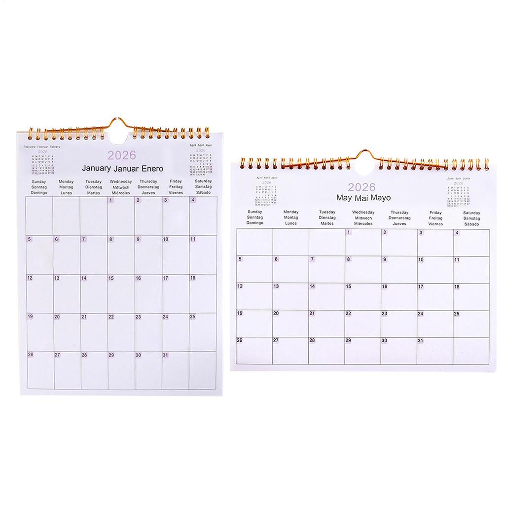 Väggkalender 2026 Flerspråkig Spiral Kalender för Vägg 12 Månader Modern Dekorativ Planerare för Sovrum Studentrum Lägenhet Familj
