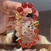 Handcrafted Red Agate and Yellow Ase Stone Bracelet Unique Wristband Charm Perfect for Daily Wear and Celebrations