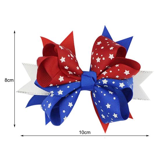 Kids Star Stripe US Flag Bowknot Hairpin Hair Clip Independence Day Party Prop