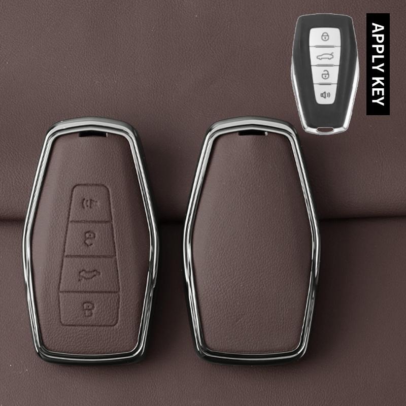 

Metal Leather Car Key Case Cover For Geely Key Fob Cover Multicolor for Geely Coolray 2024 X6 Emgrand Global Hawk GX7 Keychain коричневый