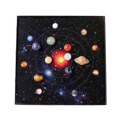 Decoraciones de Ocho Planetas Resistentes al Desgaste Modelo de Sistema Solar de Mármol Bolas Redondas de Piedras Originales Decoración de Escritorio para el Hogar y la Oficina