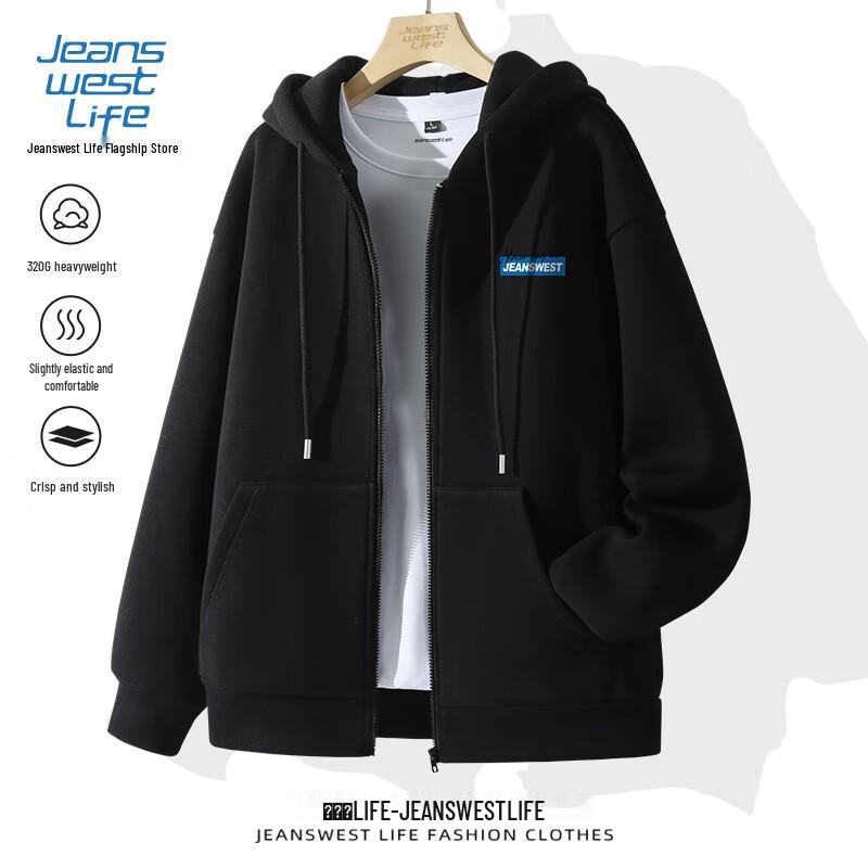 Jeanswest Life Men s Letter Print Hooded Zip-Up Jacket 4XL