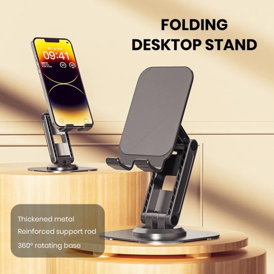 Aluminum Alloy Phone Rotatable Non-slip Foldable Holder 360° Heavy Duty Desktop Tablet Mobile