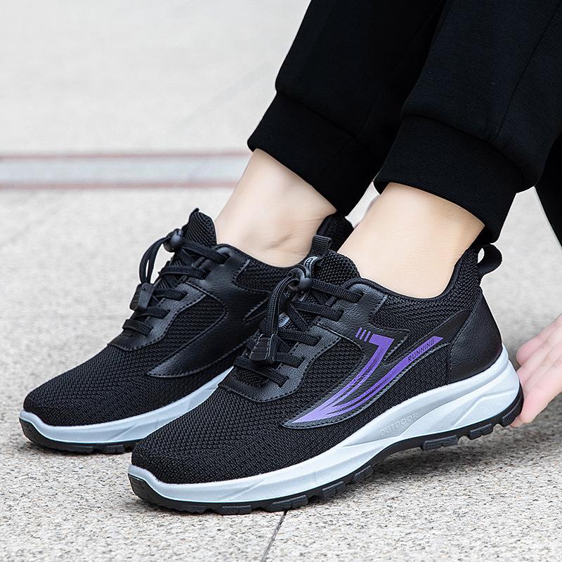 Chaussures de marche sportives en tissu antidérapantes pour mère, force du pied + ressort et été, semelle souple confortable