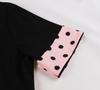Retro Colorblock Polka Dot Short Sleeve Dress with Turn-Down Collar - Elegant Spring/Summer Style