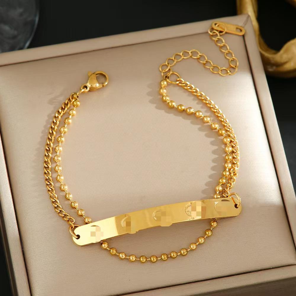 Luxe Titanium Staal Vierbladig Klaver Armband in Koreaanse Stijl met Ingelegde Diamanten voor Vrouwen - Kleurvast