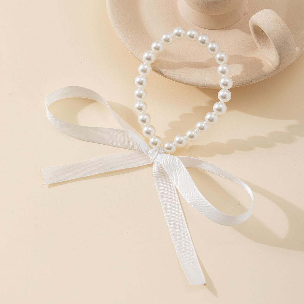 Accessories Retro Long Bow Clavicle Chain Neck Chain DIY Lace Velvet Pearl Necklace Women