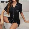 GMXIA Homewear Set Cardigan Short-sleeved Shirt Shorts Summer Pajamas for Women