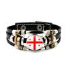Factory National Country Flag Design Bracelet Crystal Bead Snap Button Sports National Team Jewelry Gift Leather Wrap Bracelet