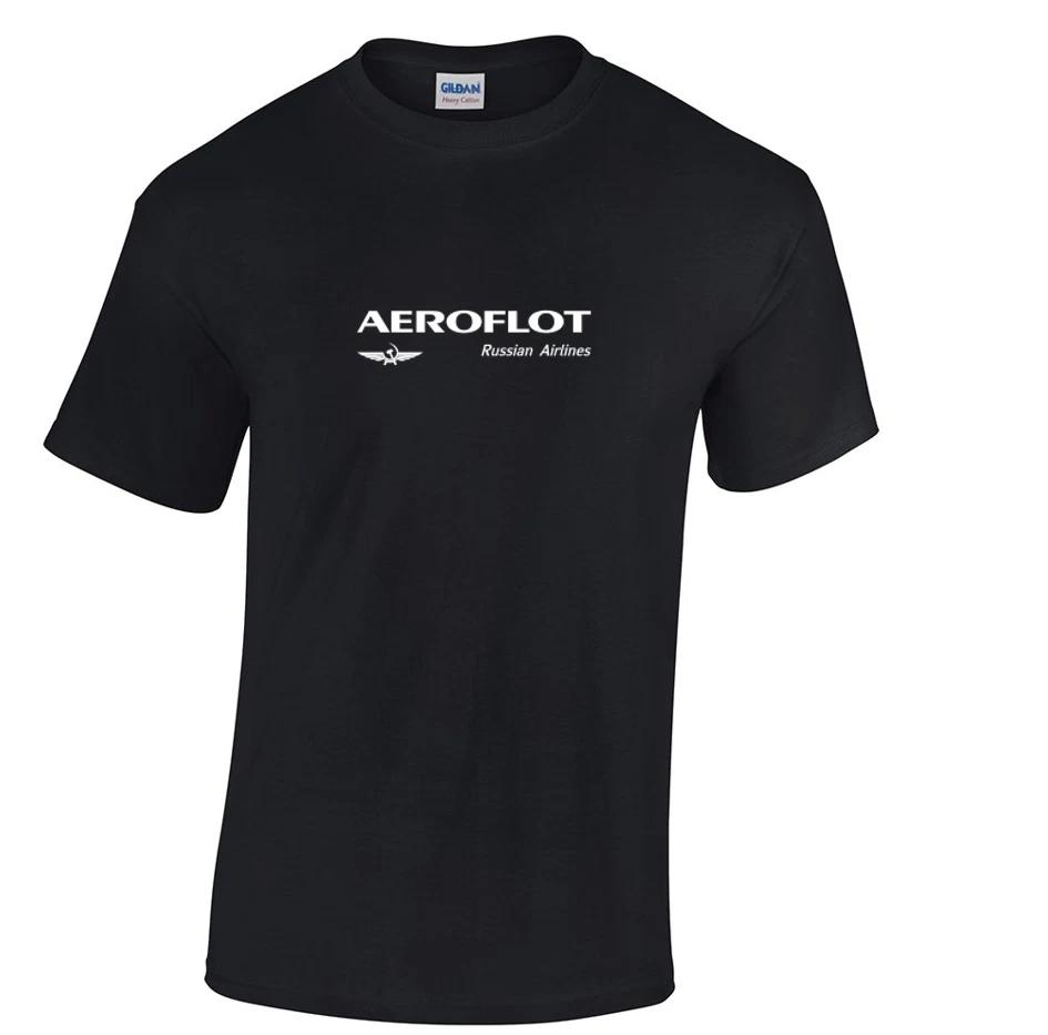 Aeroflot Retro Logo Russian Airline Aviation Black Cotton T-Shirt S-5XL 2XL