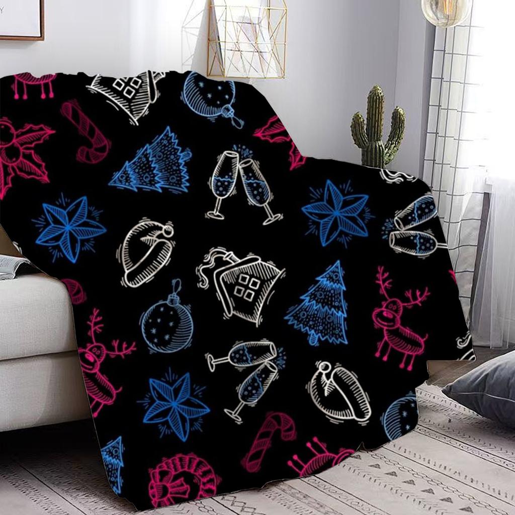Christmas theme digital-printed polyester Bedroom velvet flannel cover blanket Fleece soft sofa cover blankets for beds