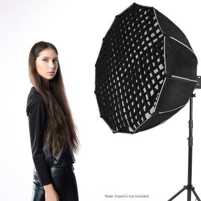 45cm/ 17.7in Quick Release Parabolic Softbox Foldable Softbox with Bowen Mount Honeycomb Grid for
