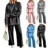 Women's Casual Scalloped Wavy Hem Long Sleeve Sweatshirt and Pants Set, Fashion Outfit