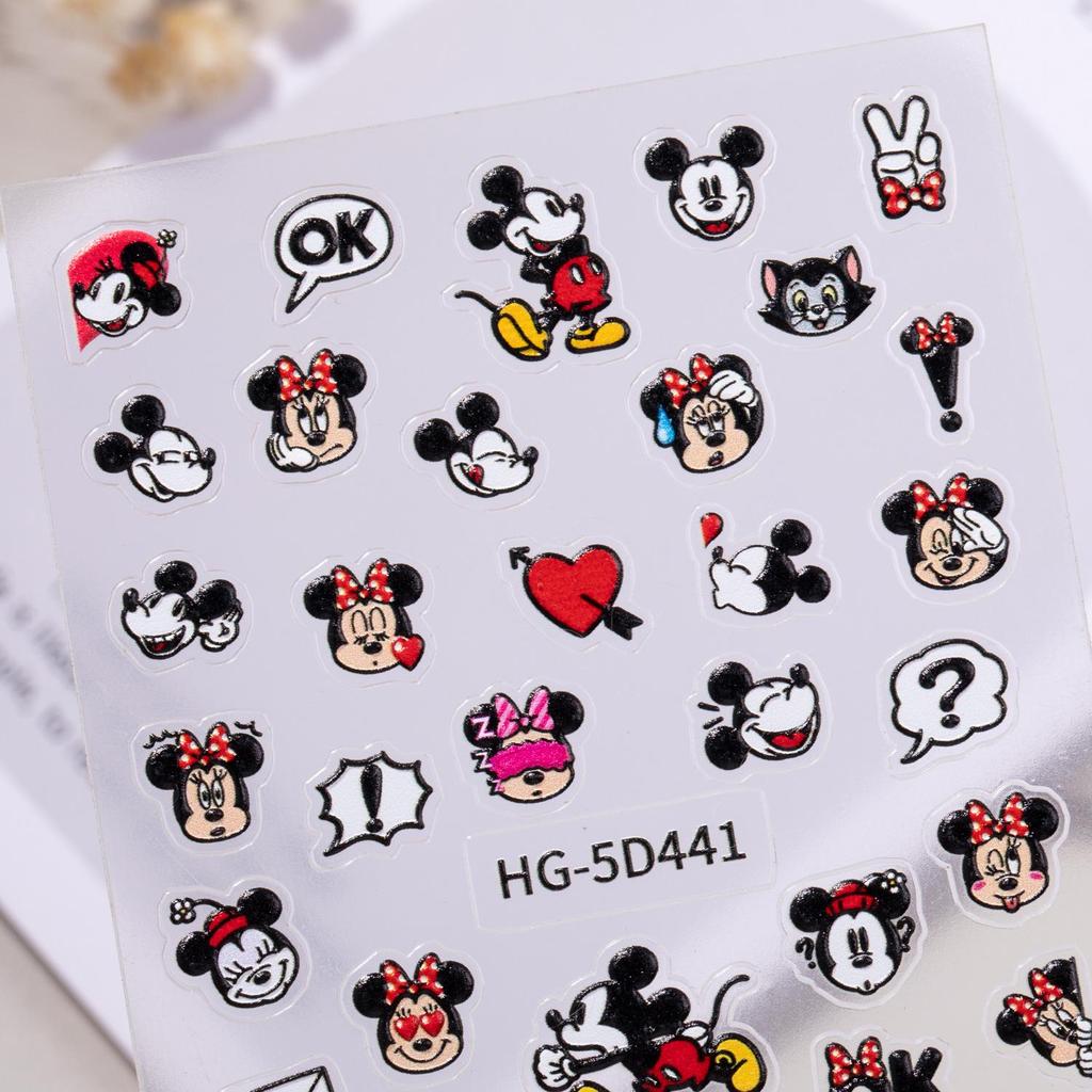 5D geprägte Mickey & Minnie Nagelsticker