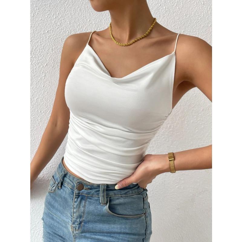 Ladies Summer Slim Temperament Swing Neck Knit Camisole Top