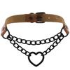 Gothic Harajaku Black Heart Chain Leather Choker Collar Punk Necklaces for Women Girls Buckle Chocker Emo Witch Jewelry