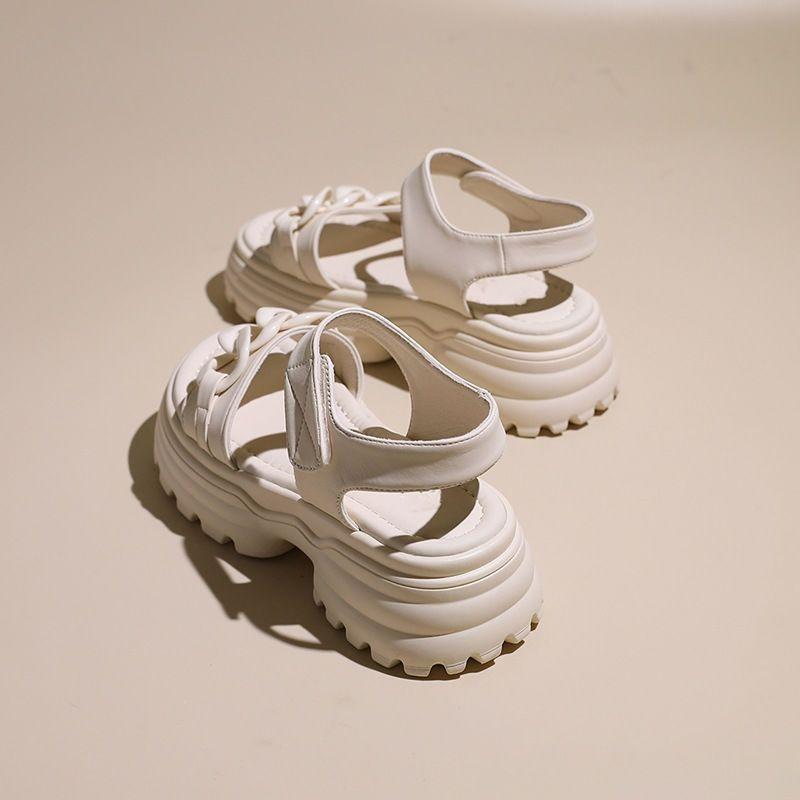Comfortable and Elegant Round Toe Tip Platform Sandals for Women Daily New Breathable Fashion Vintage Original Sales Woman Shoes