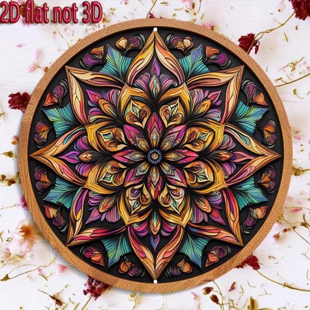 Vibrant Kaleidoscope Petal Metal Wall Art 20cm Round Iron Decor Home Cafe Restaurant Durable Easy Install