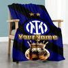 Inter Mailand Personalisierbare Textdecke Leichte Personalisierte Decke Gemütlicher Überwurf für Sofa Nickerchen Couch Büro für Alle Anlässe