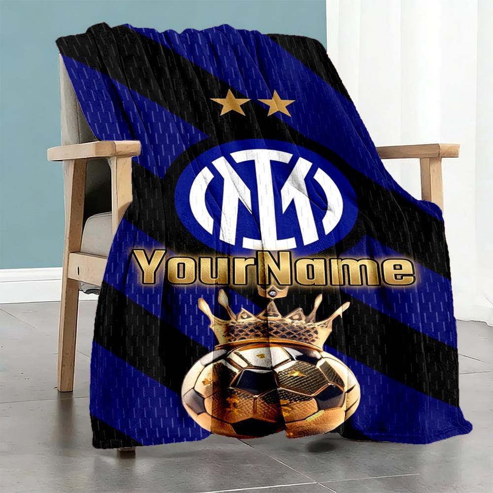 Inter Mailand Personalisierbare Textdecke Leichte Personalisierte Decke Gemütlicher Überwurf für Sofa Nickerchen Couch Büro für Alle Anlässe