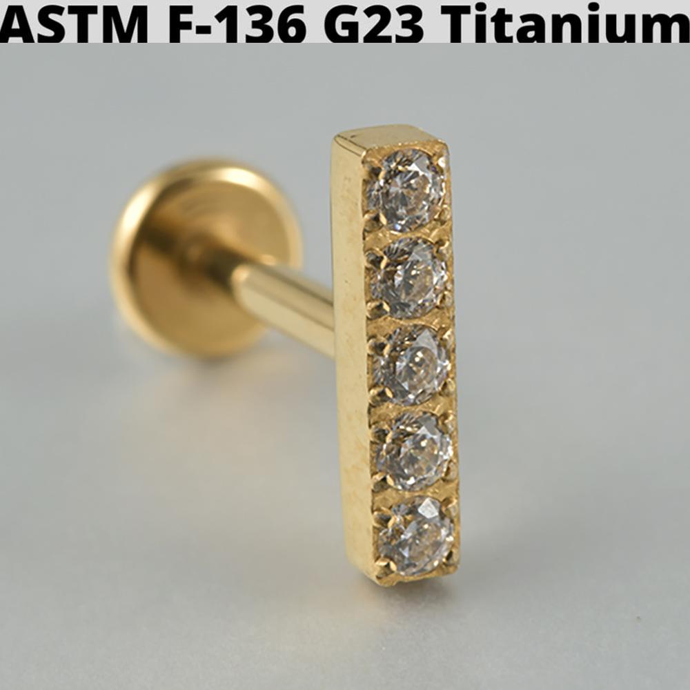 Cz Four Pointed Star G23 Solid Titanium Cartilage Earrings Stud 16G Internally Threaded Sun Helix Ear Tragus Piercing Jewelry