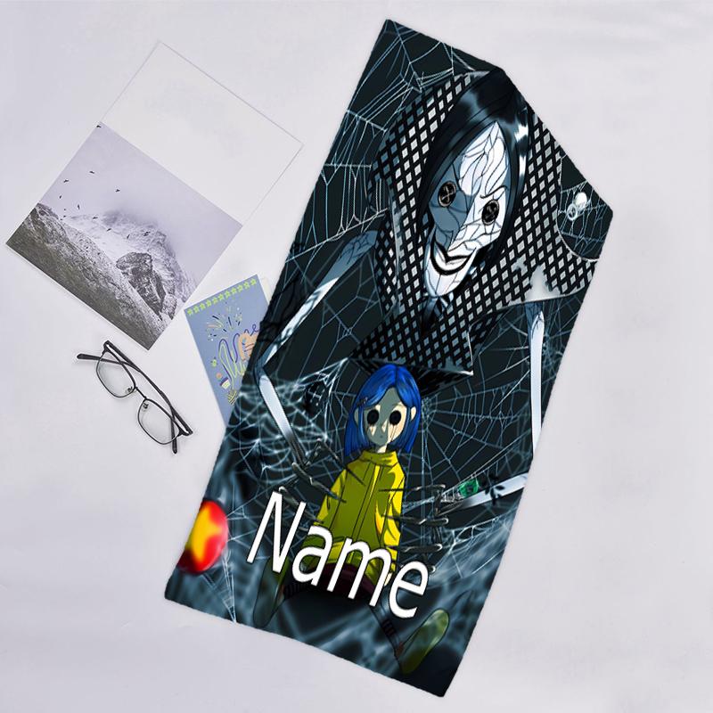 1pc Coraline7 Beach Towel with Custom Name, Beach/Swimming/Bath/Picnic/Camping Towel, Suitable for Seaside Beaches