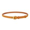 Genuine Leather Suede Women Belt Fashion Skinny Waistband Retro Gold Buckle Brown Belts for Jeans Pants and Dresses