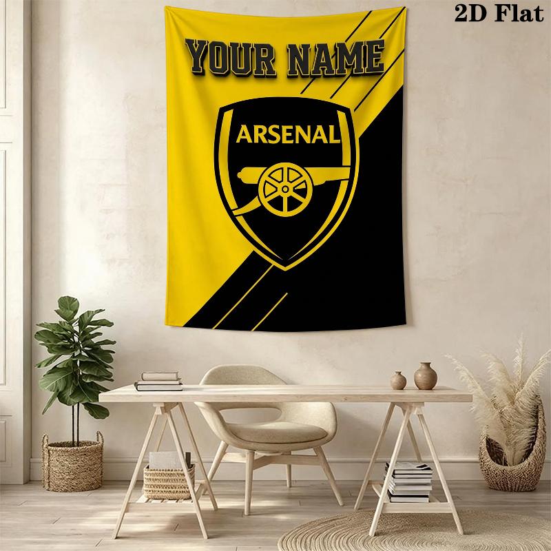 Custom Name Arsenal Wall Tapestry Aesthetic Wall Hanging Printed Fabric Blanket Decorative Tapestries for Bedroom Living Room Home Decor