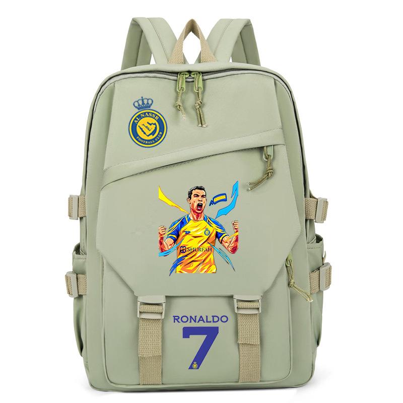 Girlsiii Shoes Unisex Kids Black Football Player C Luo Peripheral Printing Trend Schoolbag Junior High School High School Students Large Capacity Spine Backpack