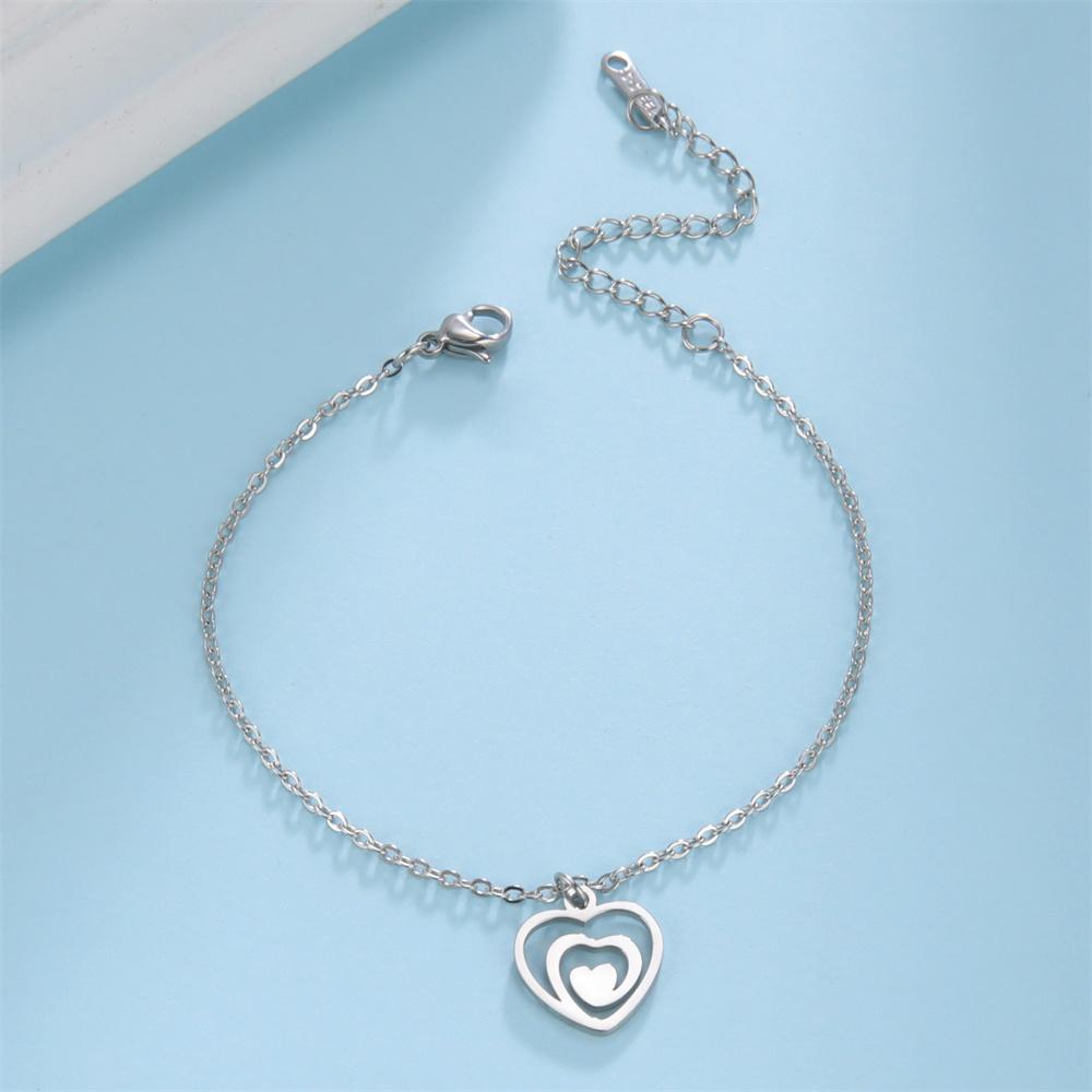 Love Heart Bracelet Stainless Steel Jewelry for Women Girls Girlfriend Romantic Fashion Pendant Valentine's Day Christmas Gifts