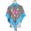 Tassel Decor Square Soft Windproof Retro Scarf Lady Autumn Winter Ethnic Style Print Cotton Shawl