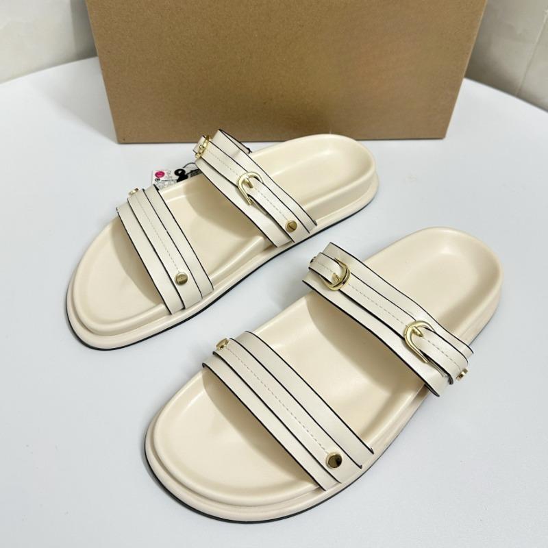 

Fashion Casual Thick Sole Women Flat Sandals 2025 Summer Retro Belt Buckle Design Slip on Open Toe Brand Walking Beach Shoes for Female 36