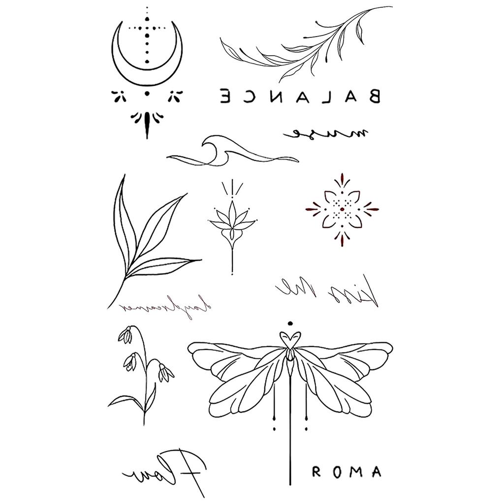 Y2K Sexy Butterfly English Cross Finger Waist Belly Tattoo Sticker Holiday Party Decoration Sticker