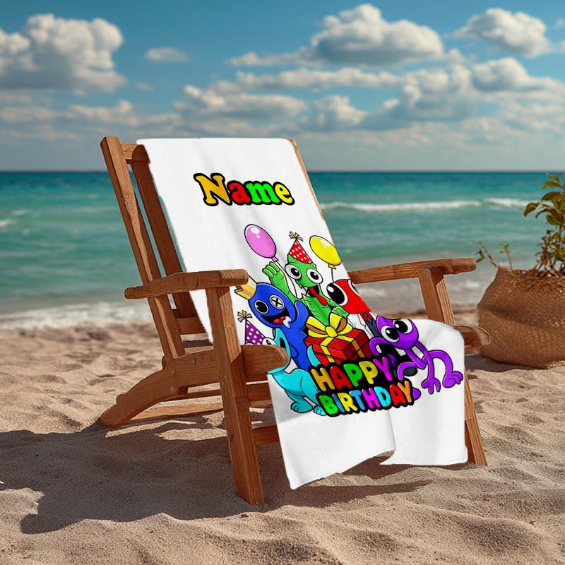 Custom Name Ultra-Soft Beach Towel with Garten of Banban Theme,Ideal for Pool - Camping, Diving - Perfect Travel Essential, Vibrant Beach Towel.