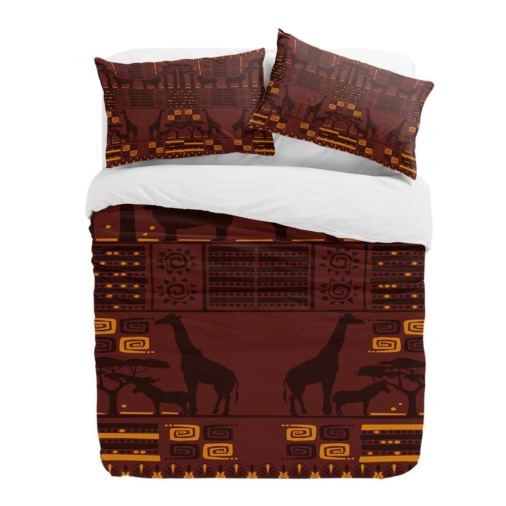 African Giraffe Lion Silhouette 3pcs Bedding Set For Double Bed Home Textile Duvet Cover Quilt Cover Pillowcase