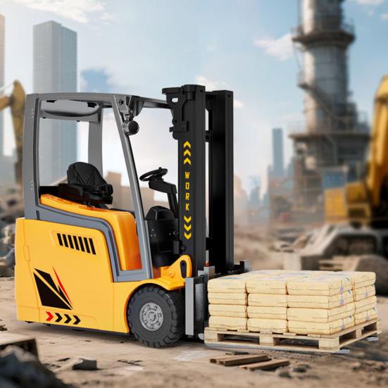 RC Forklift Toy 2.4Ghz Remote Control Forklift Miniature Forklift with Movable Front Fork RC Construction
