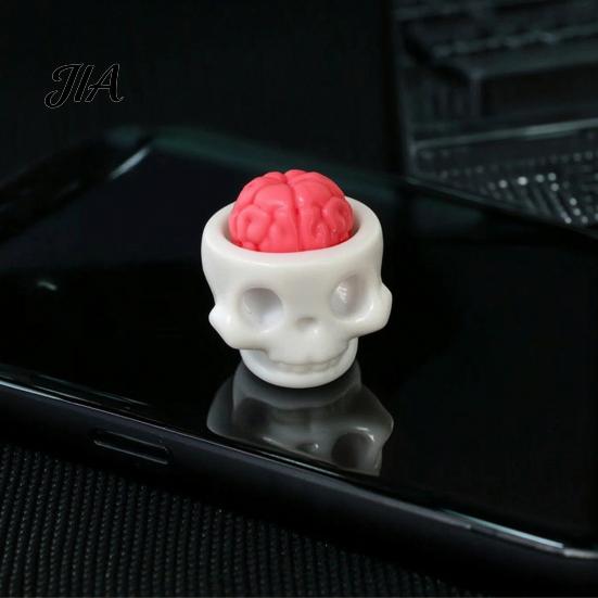 Tactile Sensory Tools for Students 3D Printed Skull Brain Keyboard Clicker, Stress-Relief Keytop Bag Fidget Gadget Charm, Creative Focus Aid